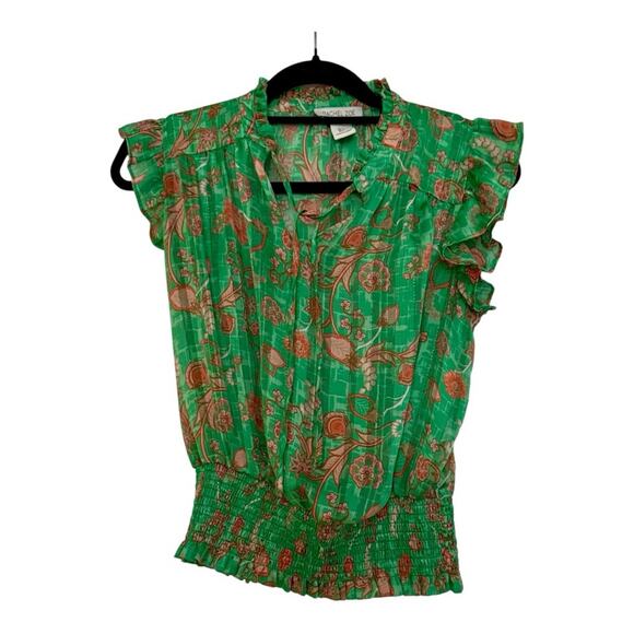 Rachel Zoe Vibrant Green Floral Blouse - Picture 1 of 4